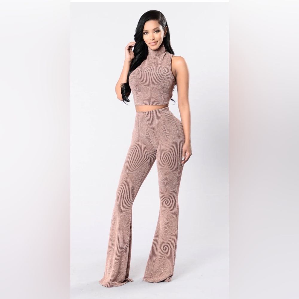 NWT Fashion Nova Out Shine Them Pant Set MAUVE Size XS